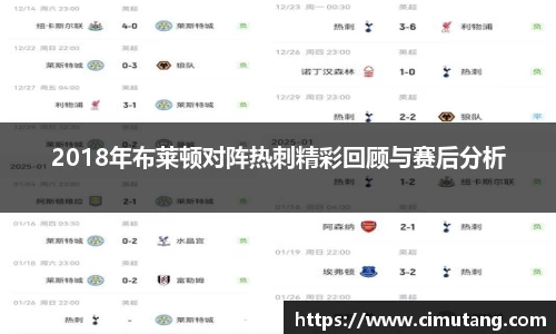 2018年布莱顿对阵热刺精彩回顾与赛后分析